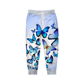 Детские брюки 3D с принтом Бабочки в Екатеринбурге, 100% полиэстер | манжеты по низу, эластичный пояс регулируется шнурком, по бокам два кармана без застежек, внутренняя часть кармана из мелкой сетки | 8 марта | бабочки | девушкам | подарок
