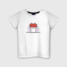 Детская футболка хлопок с принтом Сердце-кактус в Екатеринбурге, 100% хлопок | круглый вырез горловины, полуприлегающий силуэт, длина до линии бедер | кактус | любовь | сердце