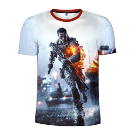 Мужская футболка 3D спортивная с принтом Battlefield Multiplayer в Екатеринбурге, 100% полиэстер с улучшенными характеристиками | приталенный силуэт, круглая горловина, широкие плечи, сужается к линии бедра | battlefield | армия | бой | война | игра | солдат