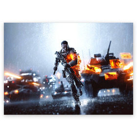 Поздравительная открытка с принтом Battlefield Multiplayer в Екатеринбурге, 100% бумага | плотность бумаги 280 г/м2, матовая, на обратной стороне линовка и место для марки
 | Тематика изображения на принте: battlefield | армия | бой | война | игра | солдат