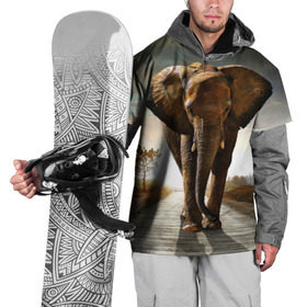 Накидка на куртку 3D с принтом Дикий слон в Екатеринбурге, 100% полиэстер |  | слон
