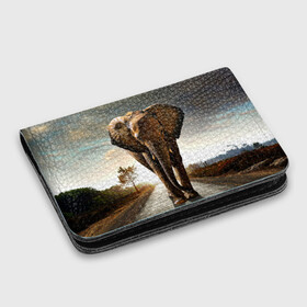 Картхолдер с принтом с принтом Дикий слон в Екатеринбурге, натуральная матовая кожа | размер 7,3 х 10 см; кардхолдер имеет 4 кармана для карт; | Тематика изображения на принте: слон