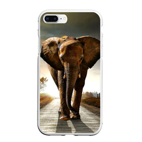 Чехол для iPhone 7Plus/8 Plus матовый с принтом Дикий слон в Екатеринбурге, Силикон | Область печати: задняя сторона чехла, без боковых панелей | слон