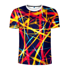 Мужская футболка 3D спортивная с принтом Blink в Екатеринбурге, 100% полиэстер с улучшенными характеристиками | приталенный силуэт, круглая горловина, широкие плечи, сужается к линии бедра | лучи | новые | плетение | прикольные | свет | текстуры | яркие