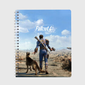 Тетрадь с принтом Fallout 4 в Екатеринбурге, 100% бумага | 48 листов, плотность листов — 60 г/м2, плотность картонной обложки — 250 г/м2. Листы скреплены сбоку удобной пружинной спиралью. Уголки страниц и обложки скругленные. Цвет линий — светло-серый
 | fallout | fallout 4