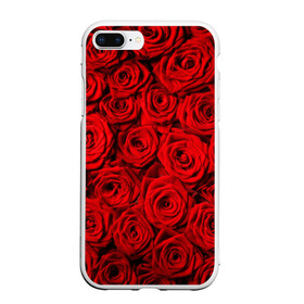 Чехол для iPhone 7Plus/8 Plus матовый с принтом Красные розы в Екатеринбурге, Силикон | Область печати: задняя сторона чехла, без боковых панелей | букет | лепесток | роза | розы | цвет | цветок