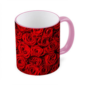 Кружка 3D с принтом Красные розы в Екатеринбурге, керамика | ёмкость 330 мл | Тематика изображения на принте: букет | лепесток | роза | розы | цвет | цветок