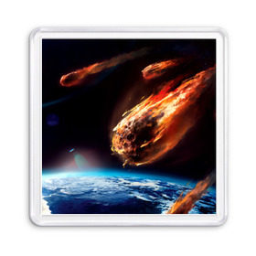 Магнит 55*55 с принтом Метеориты в Екатеринбурге, Пластик | Размер: 65*65 мм; Размер печати: 55*55 мм | астероид | земля | космос | метеор | планета