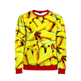 Детский свитшот 3D с принтом Банана в Екатеринбурге, 100% полиэстер | свободная посадка, прямой крой, мягкая тканевая резинка на рукавах и понизу свитшота | Тематика изображения на принте: бананы | еда | желтые | популярные | прикольные | фрукты
