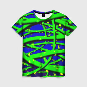 Женская футболка 3D с принтом Шипы в Екатеринбурге, 100% полиэфир ( синтетическое хлопкоподобное полотно) | прямой крой, круглый вырез горловины, длина до линии бедер | колючки | растения | шипы | яркий