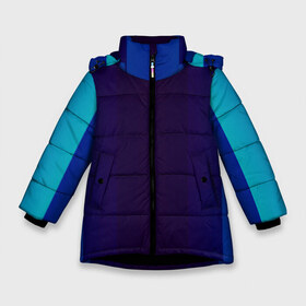 Зимняя куртка для девочек 3D с принтом Blue в Екатеринбурге, ткань верха — 100% полиэстер; подклад — 100% полиэстер, утеплитель — 100% полиэстер. | длина ниже бедра, удлиненная спинка, воротник стойка и отстегивающийся капюшон. Есть боковые карманы с листочкой на кнопках, утяжки по низу изделия и внутренний карман на молнии. 

Предусмотрены светоотражающий принт на спинке, радужный светоотражающий элемент на пуллере молнии и на резинке для утяжки. | полосы | разноцветный | яркий