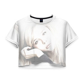 Женская футболка 3D укороченная с принтом Хлоя Морец в Екатеринбурге, 100% полиэстер | круглая горловина, длина футболки до линии талии, рукава с отворотами | chloe | moretz | волна | кино | пипец