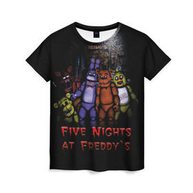 Женская футболка 3D с принтом Five Nights At Freddy`s в Екатеринбурге, 100% полиэфир ( синтетическое хлопкоподобное полотно) | прямой крой, круглый вырез горловины, длина до линии бедер | five nights at freddys | five nights at freddys по мотивам игрыfreddy | игры | мишка | фнаф | фредди