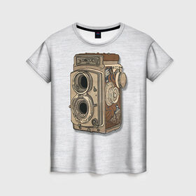 Женская футболка 3D с принтом Фотоаппарат в Екатеринбурге, 100% полиэфир ( синтетическое хлопкоподобное полотно) | прямой крой, круглый вырез горловины, длина до линии бедер | camera | зеркалка | камера | фотик | фото | фотоаппарат | фотографировать