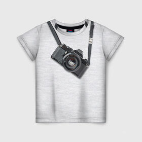 Детская футболка 3D с принтом Фотоаппарат на груди в Екатеринбурге, 100% гипоаллергенный полиэфир | прямой крой, круглый вырез горловины, длина до линии бедер, чуть спущенное плечо, ткань немного тянется | camera | зеркалка | камера | фотик | фото | фотоаппарат | фотографировать