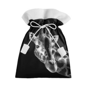 Подарочный 3D мешок с принтом Жираф в Екатеринбурге, 100% полиэстер | Размер: 29*39 см | африка | животное | жираф | фон | фото | черно белое | черный