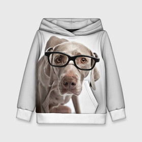 Детская толстовка 3D с принтом Собака в очках в Екатеринбурге, 100% полиэстер | двухслойный капюшон со шнурком для регулировки, мягкие манжеты на рукавах и по низу толстовки, спереди карман-кенгуру с мягким внутренним слоем | в очках | дог | животное | очки | прикол | пятнистый | собака | щенок
