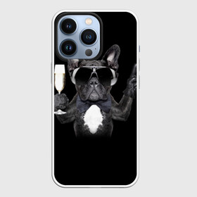 Чехол для iPhone 13 Pro с принтом Бульдог в очках в Екатеринбурге,  |  | бульдог | в очках | знак | очки | перчатка | победа | французский | фужер