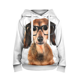 Детская толстовка 3D с принтом Собака в очках в Екатеринбурге, 100% полиэстер | двухслойный капюшон со шнурком для регулировки, мягкие манжеты на рукавах и по низу толстовки, спереди карман-кенгуру с мягким внутренним слоем | домашнее | животное | очки | пес | прикол | собака в очках | умный | ученый