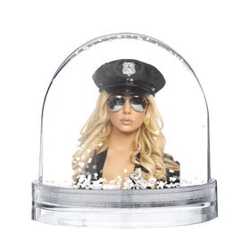 Водяной шар с принтом Девушка полицейский в Екатеринбурге, Пластик | Изображение внутри шара печатается на глянцевой фотобумаге с двух сторон | Тематика изображения на принте: блондинка | девушка | кожа | очки | форма | фуражка