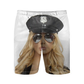 Мужские шорты 3D спортивные с принтом Девушка полицейский в Екатеринбурге,  |  | Тематика изображения на принте: блондинка | девушка | кожа | очки | форма | фуражка