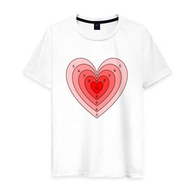 Мужская футболка хлопок с принтом Сердце-мишень в Екатеринбурге, 100% хлопок | прямой крой, круглый вырез горловины, длина до линии бедер, слегка спущенное плечо. | 14 февраля | любовь | мишень | сердце