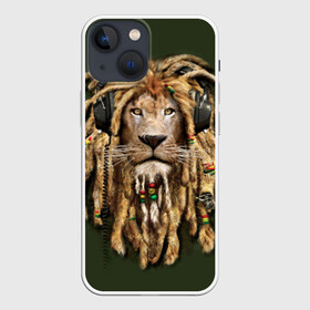 Чехол для iPhone 13 mini с принтом Лев в Екатеринбурге,  |  | reggae | лев | музыка | наушники | прическа | регги | стиль | ямайка