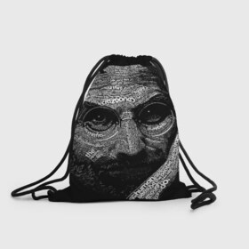 Рюкзак-мешок 3D с принтом Стив Джобс в Екатеринбурге, 100% полиэстер | плотность ткани — 200 г/м2, размер — 35 х 45 см; лямки — толстые шнурки, застежка на шнуровке, без карманов и подкладки | apple | steve jobs | стив джобс