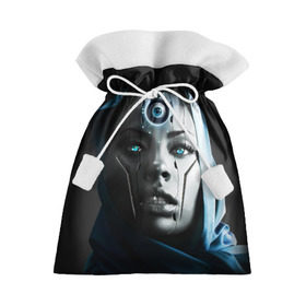 Подарочный 3D мешок с принтом Девушка андроид в Екатеринбурге, 100% полиэстер | Размер: 29*39 см | андроид | глаз | девушка | киборг | робот | третий