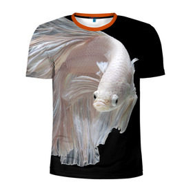 Мужская футболка 3D спортивная с принтом Бойцовая рыбка в Екатеринбурге, 100% полиэстер с улучшенными характеристиками | приталенный силуэт, круглая горловина, широкие плечи, сужается к линии бедра | аквариумная | бойцовая | красивый | плавники | рыба | рыбка | хвост | япаонская