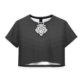 Женская футболка 3D укороченная с принтом G2 eSports в Екатеринбурге, 100% полиэстер | круглая горловина, длина футболки до линии талии, рукава с отворотами | csgo | cybersport | esports | g2 | team | г2 | ксго