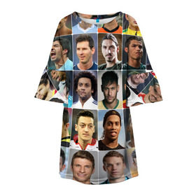 Детское платье 3D с принтом Лучшие футболисты в Екатеринбурге, 100% полиэстер | прямой силуэт, чуть расширенный к низу. Круглая горловина, на рукавах — воланы | великие | звёзды | знаменитости | игроки | легендарные | лучшие | самые крутые | футбол | футболисты | элита