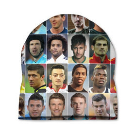Шапка 3D с принтом Лучшие футболисты в Екатеринбурге, 100% полиэстер | универсальный размер, печать по всей поверхности изделия | Тематика изображения на принте: великие | звёзды | знаменитости | игроки | легендарные | лучшие | самые крутые | футбол | футболисты | элита