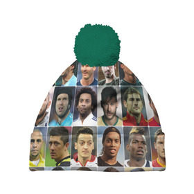 Шапка 3D c помпоном с принтом Лучшие футболисты в Екатеринбурге, 100% полиэстер | универсальный размер, печать по всей поверхности изделия | великие | звёзды | знаменитости | игроки | легендарные | лучшие | самые крутые | футбол | футболисты | элита