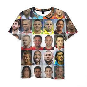 Мужская футболка 3D с принтом Великие футболисты в Екатеринбурге, 100% полиэфир | прямой крой, круглый вырез горловины, длина до линии бедер | великие | звёзды | знаменитости | игроки | легендарные | лучшие | самые крутые | футбол | футболисты | элита