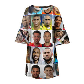 Детское платье 3D с принтом Великие футболисты в Екатеринбурге, 100% полиэстер | прямой силуэт, чуть расширенный к низу. Круглая горловина, на рукавах — воланы | великие | звёзды | знаменитости | игроки | легендарные | лучшие | самые крутые | футбол | футболисты | элита