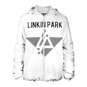 Мужская куртка 3D с принтом Linkin Park в Екатеринбурге, ткань верха — 100% полиэстер, подклад — флис | прямой крой, подол и капюшон оформлены резинкой с фиксаторами, два кармана без застежек по бокам, один большой потайной карман на груди. Карман на груди застегивается на липучку | Тематика изображения на принте: линкин парк