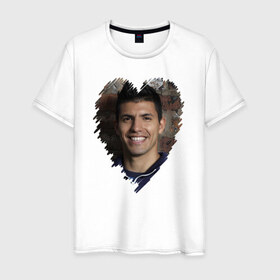 Мужская футболка хлопок с принтом Серхио Агуэро - лучший в Екатеринбурге, 100% хлопок | прямой крой, круглый вырез горловины, длина до линии бедер, слегка спущенное плечо. | 