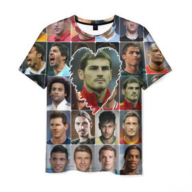 Мужская футболка 3D с принтом Икер Касильяс - лучший в Екатеринбурге, 100% полиэфир | прямой крой, круглый вырез горловины, длина до линии бедер | iker casillas | вратарь | икер касильяс | испания | лучшие футболисты | любимый игрок | мой любимец | самый крутой | сердце | футбол | я люблю