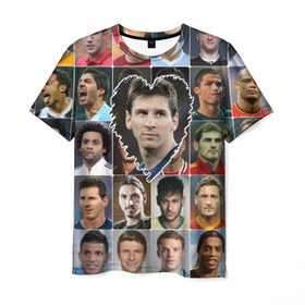 Мужская футболка 3D с принтом Лионель Месси - лучший в Екатеринбурге, 100% полиэфир | прямой крой, круглый вырез горловины, длина до линии бедер | lionel messi | аргентина | барса | барселона | золотой мяч | лионель месси | лучшие футболисты | любимый игрок | мой любимец | самый крутой | сердце | футбол | я люблю
