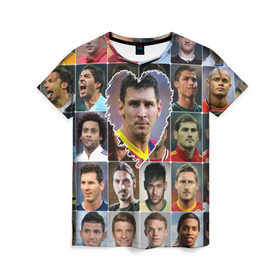Женская футболка 3D с принтом Лионель Месси - лучший в Екатеринбурге, 100% полиэфир ( синтетическое хлопкоподобное полотно) | прямой крой, круглый вырез горловины, длина до линии бедер | lionel messi | аргентина | барса | барселона | золотой мяч | лионель месси | лучшие футболисты | любимый игрок | мой любимец | самый крутой | сердце | футбол | я люблю