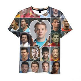 Мужская футболка 3D с принтом Мануэль Нойер - лучший в Екатеринбурге, 100% полиэфир | прямой крой, круглый вырез горловины, длина до линии бедер | manuel neuer | бавария | германия | лучшие футболисты | любимый игрок | мануэль нойер | самый крутой | я люблю