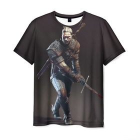 Мужская футболка 3D с принтом Witcher 3 в Екатеринбурге, 100% полиэфир | прямой крой, круглый вырез горловины, длина до линии бедер | gerald | wild hunt | witcher | ведьмак | геральд | дикая охота