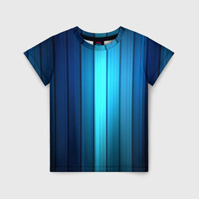 Детская футболка 3D с принтом Blue lines в Екатеринбурге, 100% гипоаллергенный полиэфир | прямой крой, круглый вырез горловины, длина до линии бедер, чуть спущенное плечо, ткань немного тянется | Тематика изображения на принте: абстракт lines blue