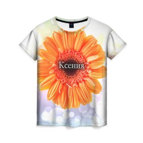 Женская футболка 3D с принтом Ксения в Екатеринбурге, 100% полиэфир ( синтетическое хлопкоподобное полотно) | прямой крой, круглый вырез горловины, длина до линии бедер | девушке | имя | ксения | ксюша | любимой | подарок | подарок любимой | подарок на 8 марта | подарок на день рождения | с 8 марта | цветок | цветы