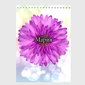 Скетчбук с принтом Мария в Екатеринбурге, 100% бумага
 | 48 листов, плотность листов — 100 г/м2, плотность картонной обложки — 250 г/м2. Листы скреплены сверху удобной пружинной спиралью | девушке | имя | любимой | мария | маша | подарок | подарок любимой | подарок на 8 марта | подарок на день рождения | с 8 марта | цветок | цветы