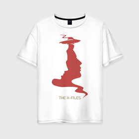 Женская футболка хлопок Oversize с принтом THE TRUTH BEHIND SMOKE в Екатеринбурге, 100% хлопок | свободный крой, круглый ворот, спущенный рукав, длина до линии бедер
 | mulder | scully | x files | малдер | материалы | нло | пришельцы | секретные | скалли