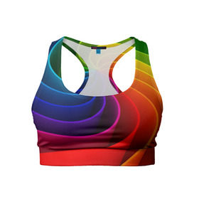 Женский спортивный топ 3D с принтом Радуга цвета в Екатеринбурге, 82% полиэстер, 18% спандекс Ткань безопасна для здоровья, позволяет коже дышать, не мнется и не растягивается |  | гамма | зеленый | красный | радуга | синий | цвет