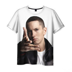 Мужская футболка 3D с принтом Eminem в Екатеринбурге, 100% полиэфир | прямой крой, круглый вырез горловины, длина до линии бедер | Тематика изображения на принте: eminem | music | rap | usa | музыка | рэп | сша | эминем