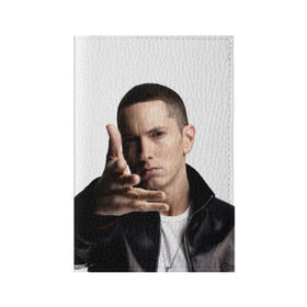 Обложка для паспорта матовая кожа с принтом Eminem в Екатеринбурге, натуральная матовая кожа | размер 19,3 х 13,7 см; прозрачные пластиковые крепления | eminem | music | rap | usa | музыка | рэп | сша | эминем